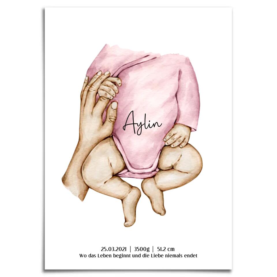 Neugeburt Baby mit Hand Mutter