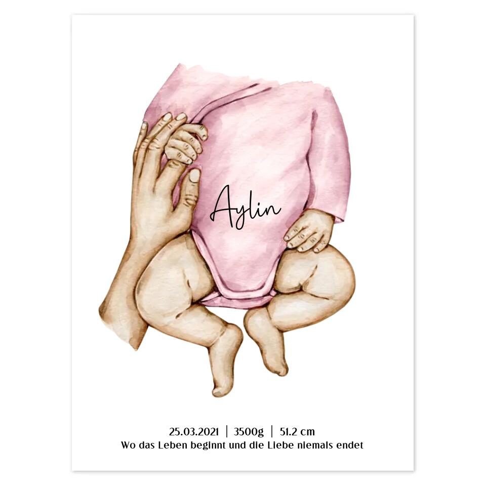 Neugeburt Baby mit Hand Mutter