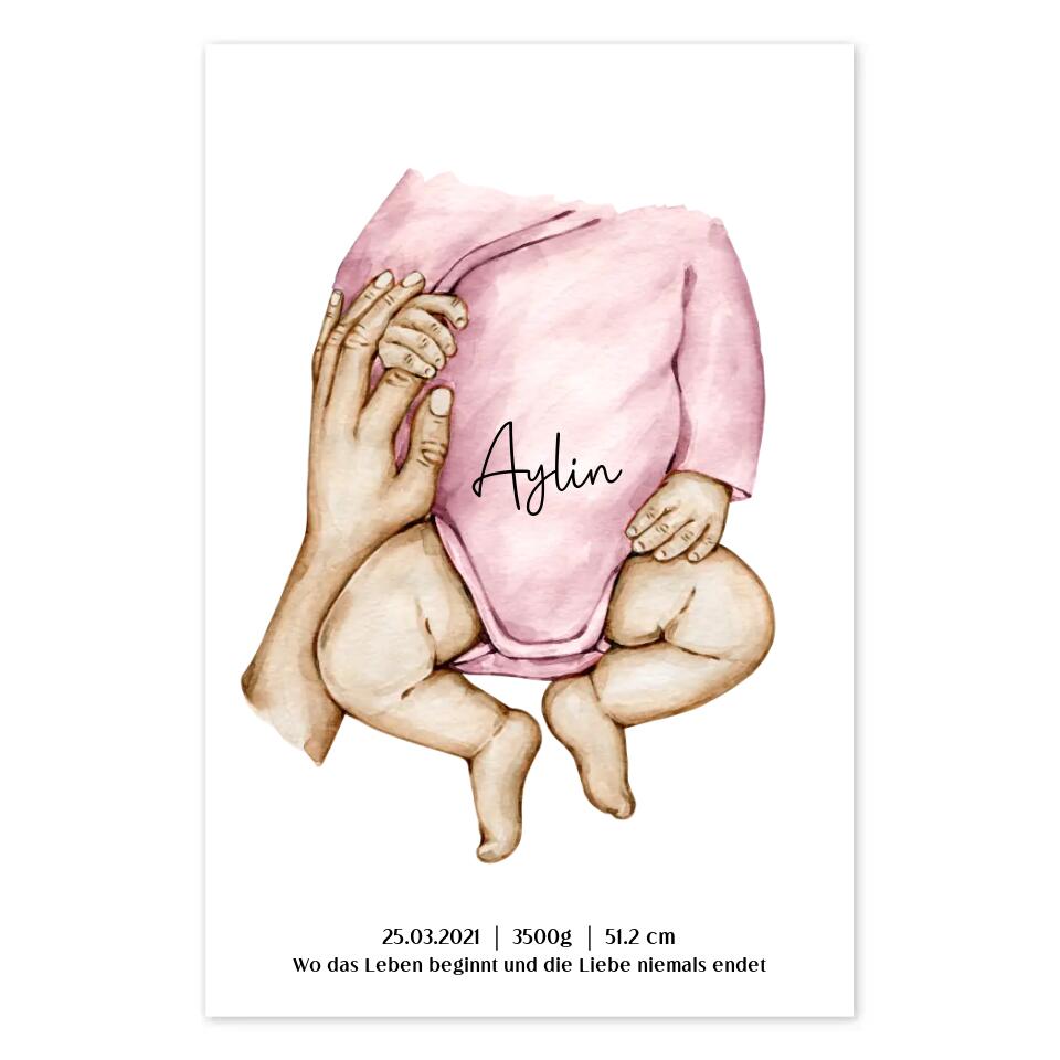 Neugeburt Baby mit Hand Mutter