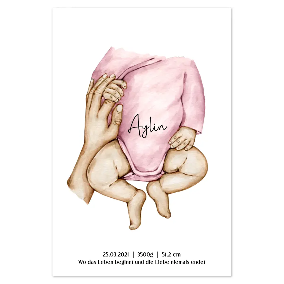 Neugeburt Baby mit Hand Mutter