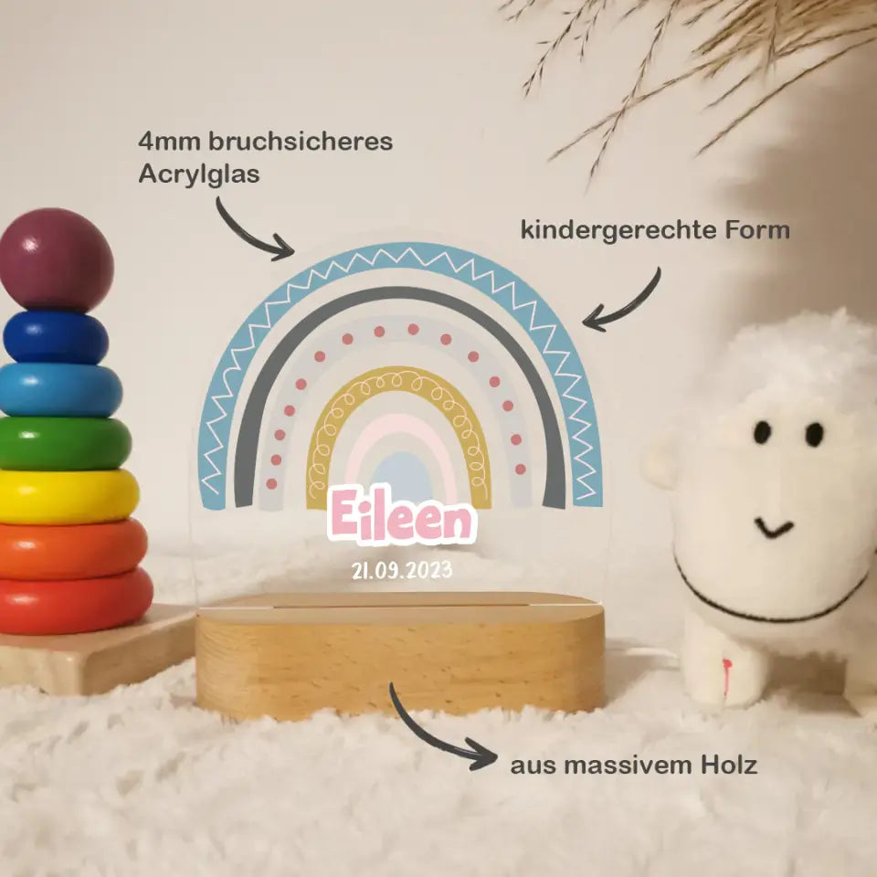 Personalisierte LED-Nachtlampe für Kinder "Rainbow"